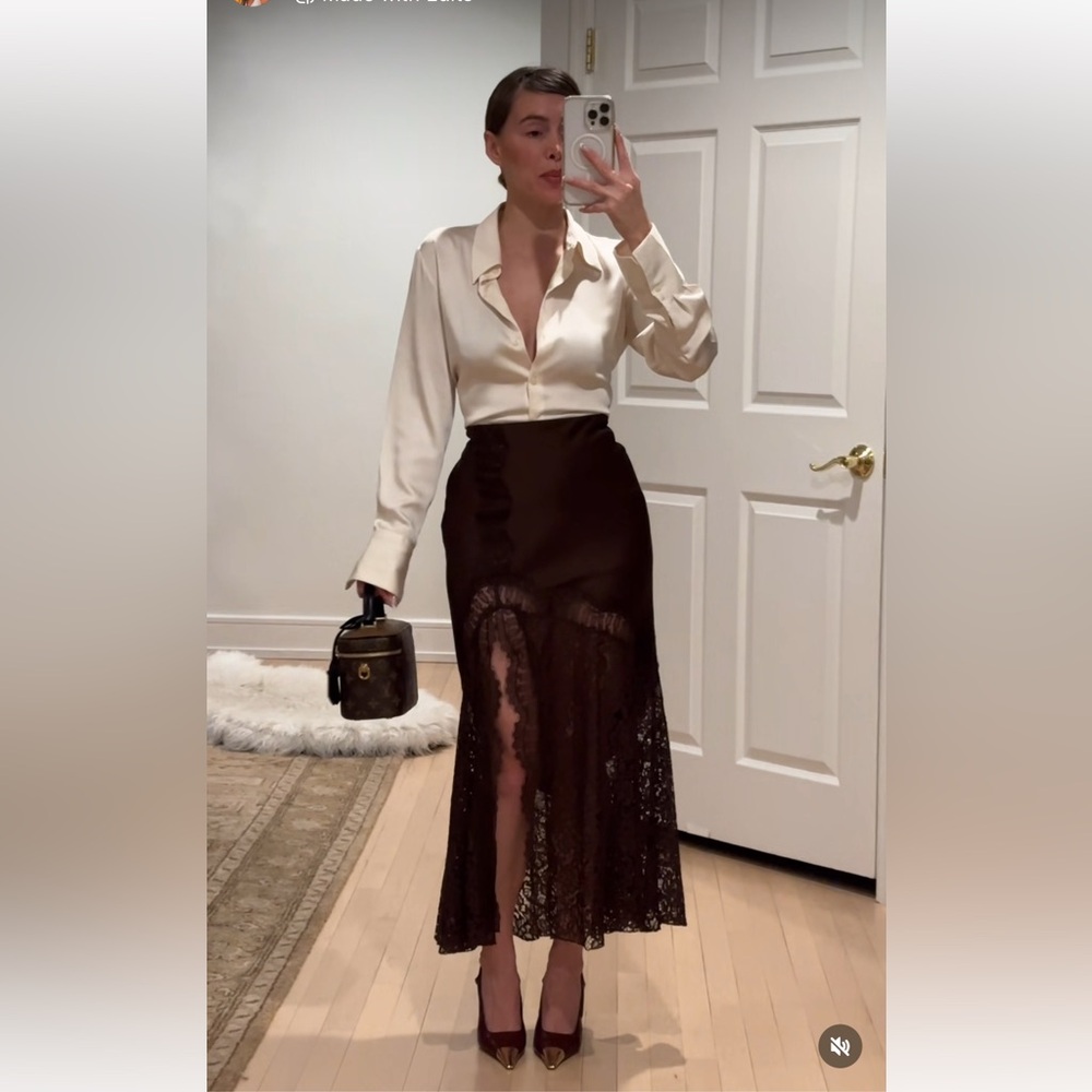 🔥LAST ONE LEFT! 🔥 ZARA NWT STUNNING Satin Effect Lace Skirt ZW Collection VIRAL - Picture 5 of 15